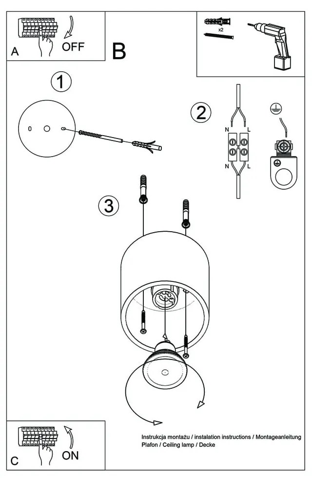 Szara lampa sufitowa Nice Lamps Roda 1