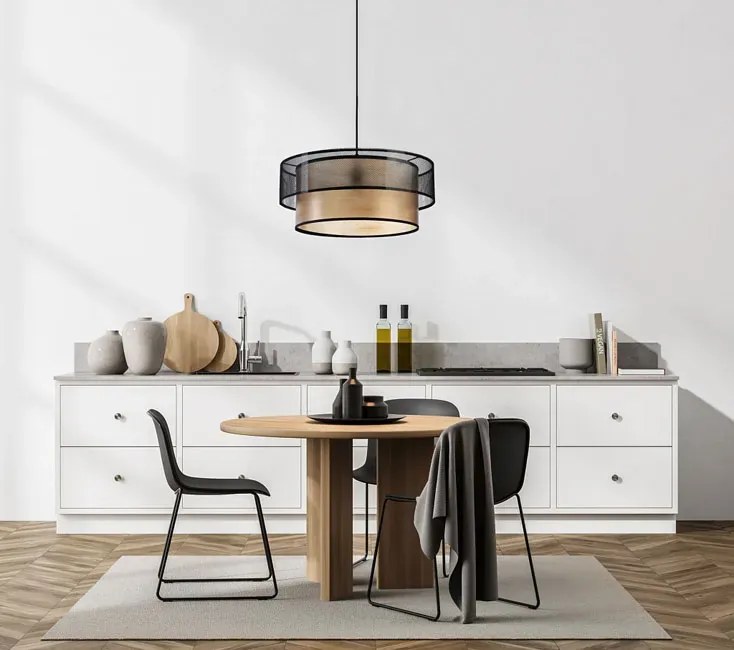 Okrągła lampa wisząca z siateczką nad stół R3-T48