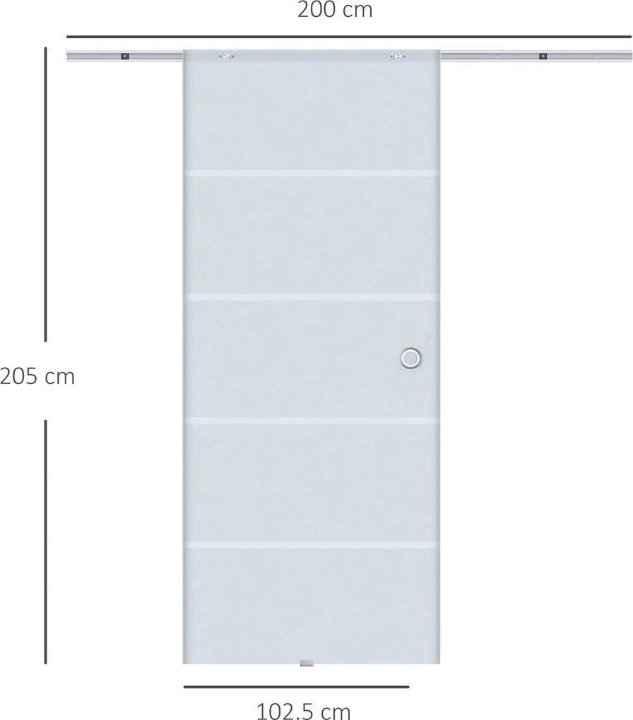 HOMCOM Drzwi Przesuwne Szklane Satynowane do Pokoju 900 x 2050 mm Eleganckie i Praktyczne | Aosom PL