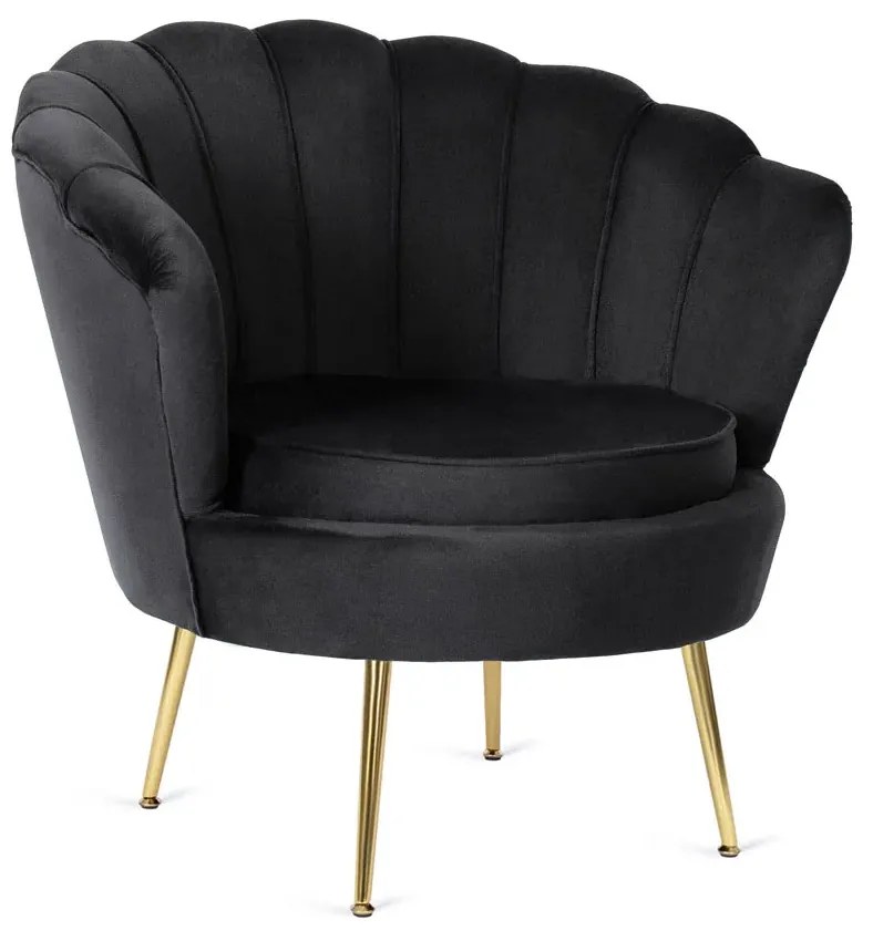 Czarny fotel muszelka w stylu glamour - Batiso