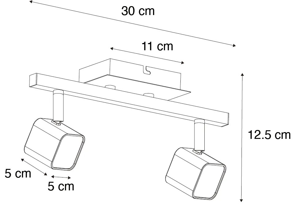 Nowoczesna lampa sufitowa czarna z wbudowanymi diodami LED 2-punktowa - Nola