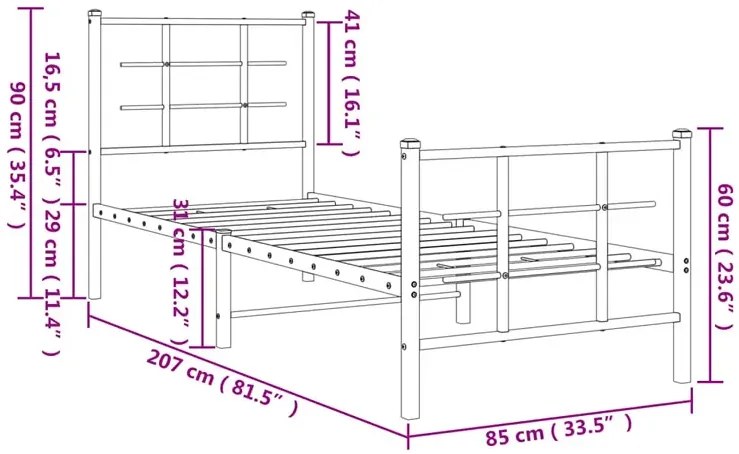 Białe pojedyncze łóżko metalowe 80x200 cm - Alester