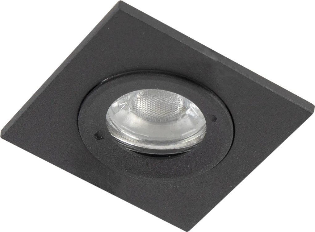 Zestaw 3 wpuszczanych reflektorów łazienkowych czarnych kwadratowych IP44 - Xena