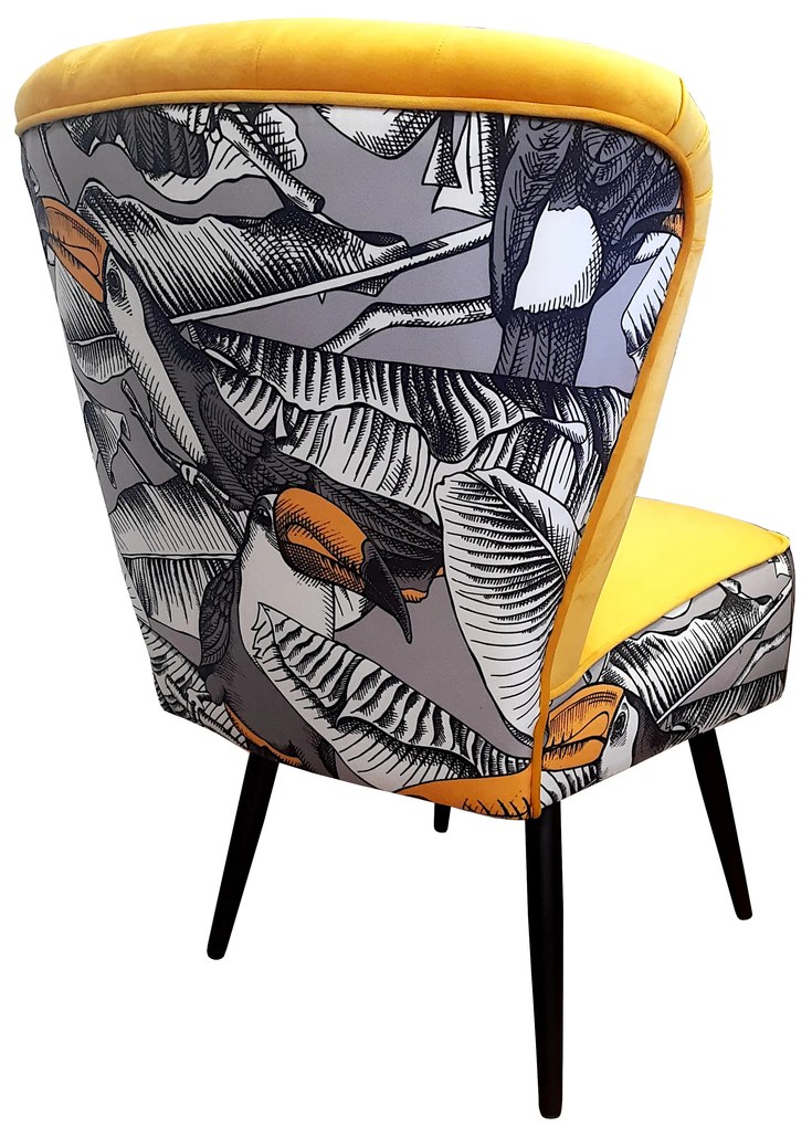 Fotel PRL tkanina Welur nogi metalowe