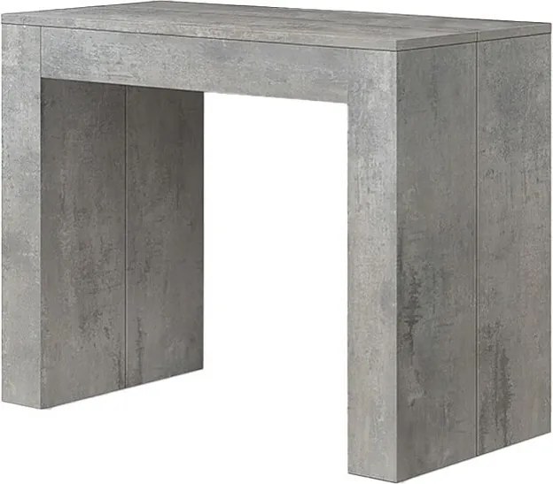 Wysuwana drewniana konsola, wykończenie cementowo-szare 90×45-90×300 cm - LERICI