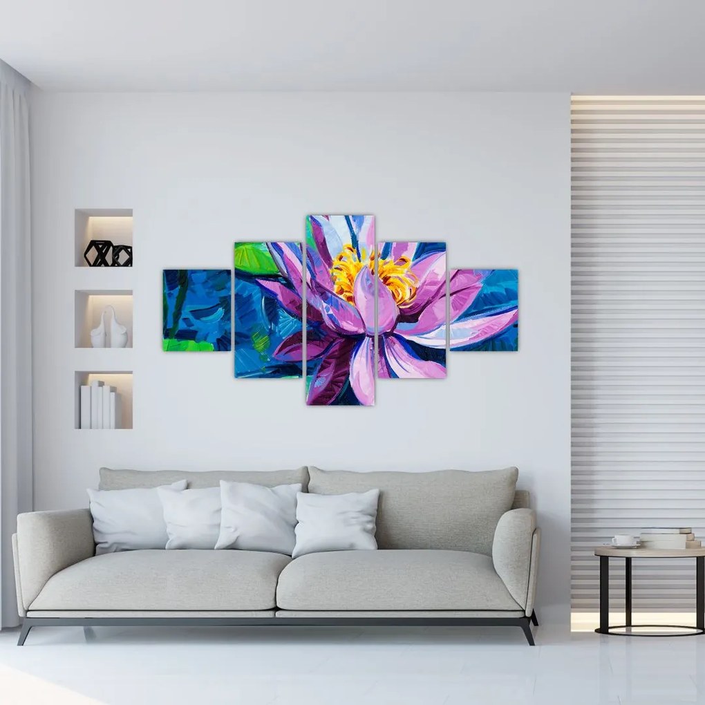 Obraz lilii wodnej na wodzie (125x70 cm)