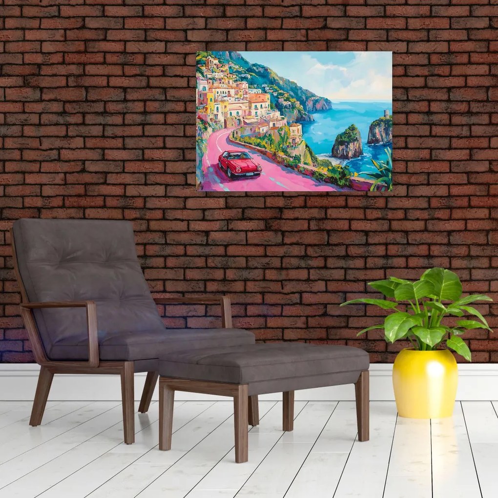 Obraz - Różowa droga przy wybrzeżu (70x50 cm)