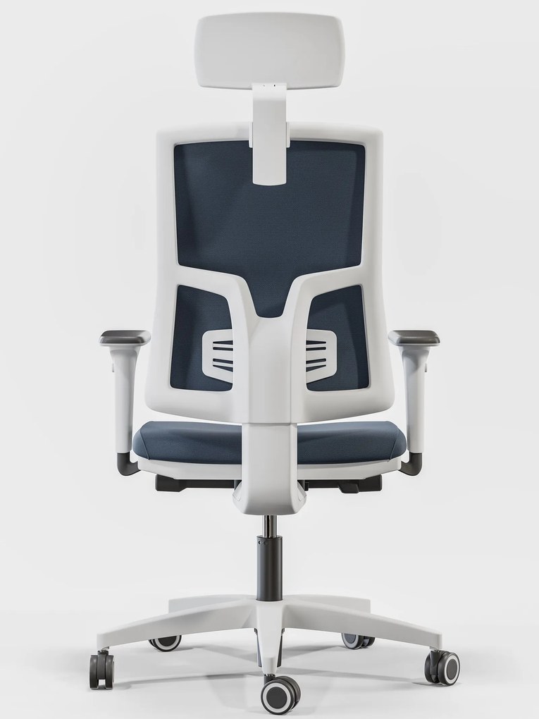 Obrotowe krzesło do biura Skill Soft White, zgodne z normą BHP
