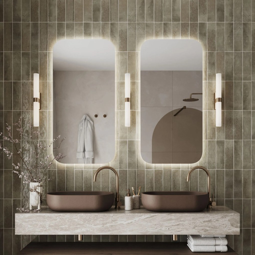 Lustro prostokątne bez ramy oszlifowane obracalne z podświetleniem LED ROUND | Różne rozmiary | Różne kolory szkła : Kolor tafli szkła - Srebrny, Rozmiar - 60 x 120 cm