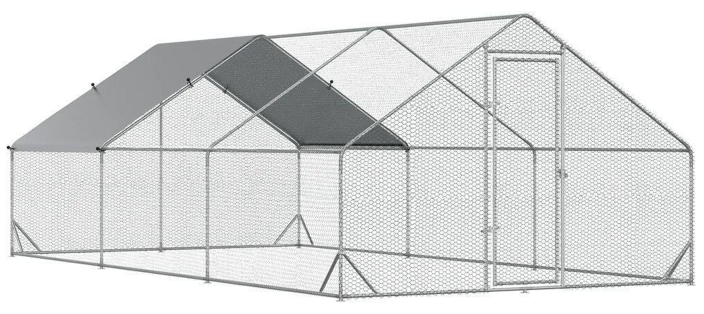 PawHut PewHut XXL kurnik zewnętrzny z kloszem stalowym 3 x 6 x 2 m