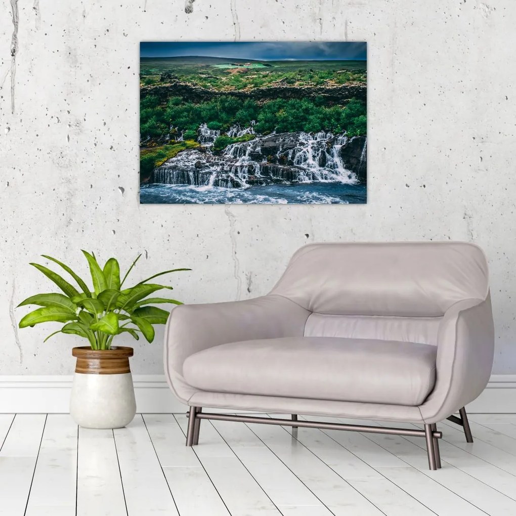Obraz na szkle - wodospady w przyrodzie (70x50 cm)