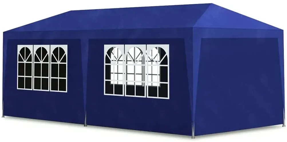 Niebieski namiot ogrodowy z oknami E7-R76