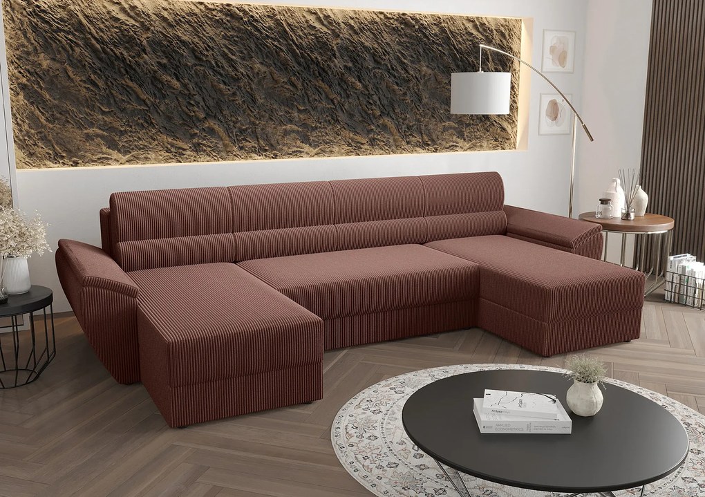 Różowy narożnik w kształcie U z pojemnikiem K9-B22