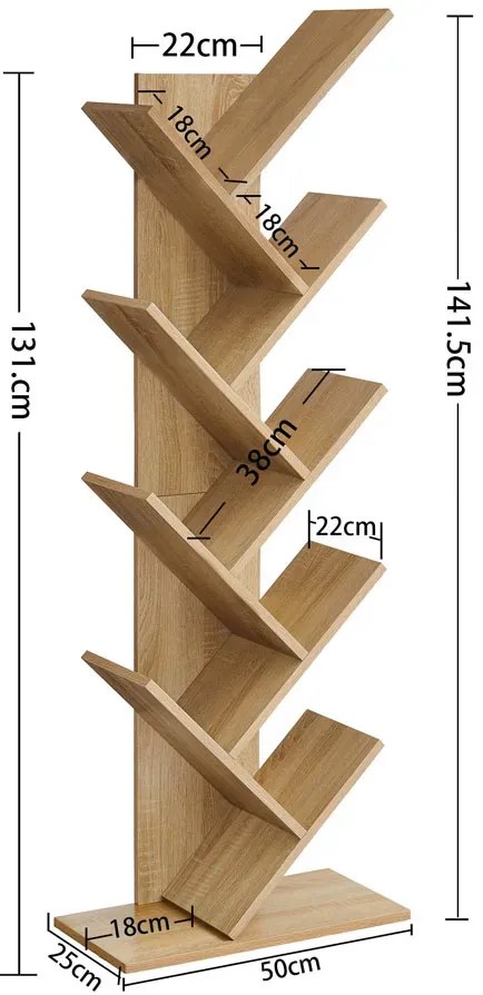 Nowoczesny regał typu drzewko dab sonoma M5-S28