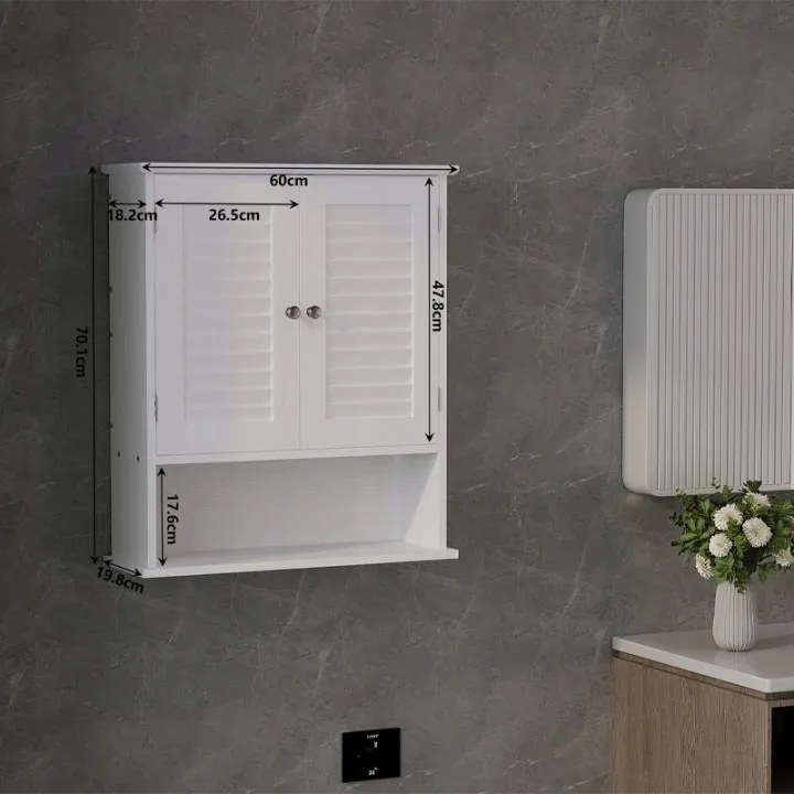 Szafka Łazienkowa Wisząca Biała 70 cm – Loftowy Słupek Ścienny