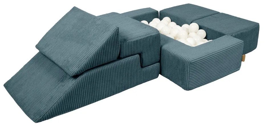 Turkusowy sztruksowy piankowy plac zabaw 6 szt. wysokość 40 cm 100x35 cm Montessori – Meowbaby