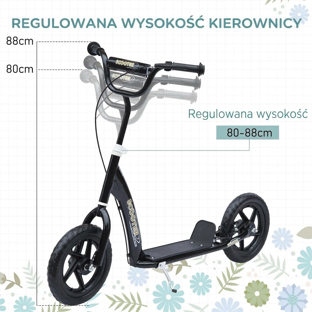 HOMCOM Hulajnoga miejska dziecięca Niebieska Dł 120xSzer 52xWys 80-88cm | Aosom PL