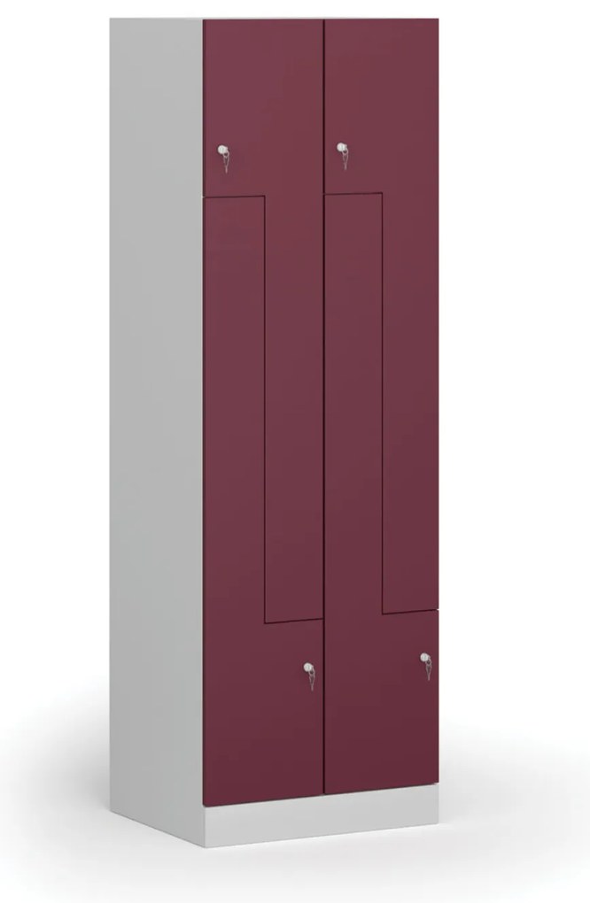 Szafka ubraniowa S1 Z, 4-drzwiowa, 1850 x 600 x 500 mm, zamek cylindryczny, drzwi czerwone
