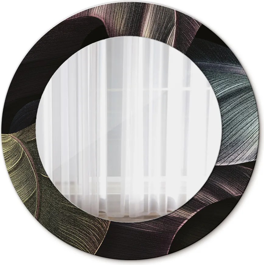 Lustro dekoracyjne okrągłe Ciemne tropikalne liście