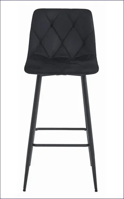 Czarny welurowy hoker metalowy z oparciem L7-L81