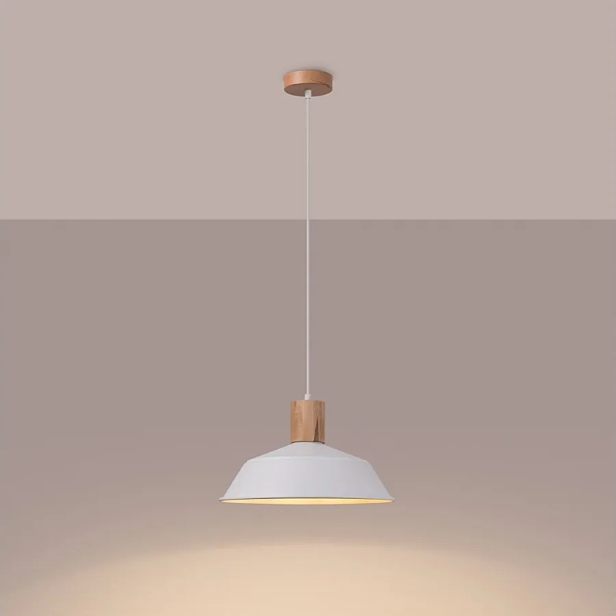 Lampy wiszące skandynawski Fanova, stal - 1 źródło światła 3000K - L.34 x H.120 cm - biały