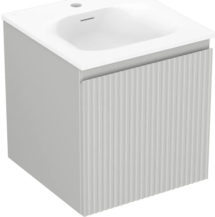 Mexen Rivel szafka łazienkowa 45 cm z umywalką Vela, 1 szuflada, ryflowana , szara mat/biała mat - 91A20-04547-1-BF62-W23M01