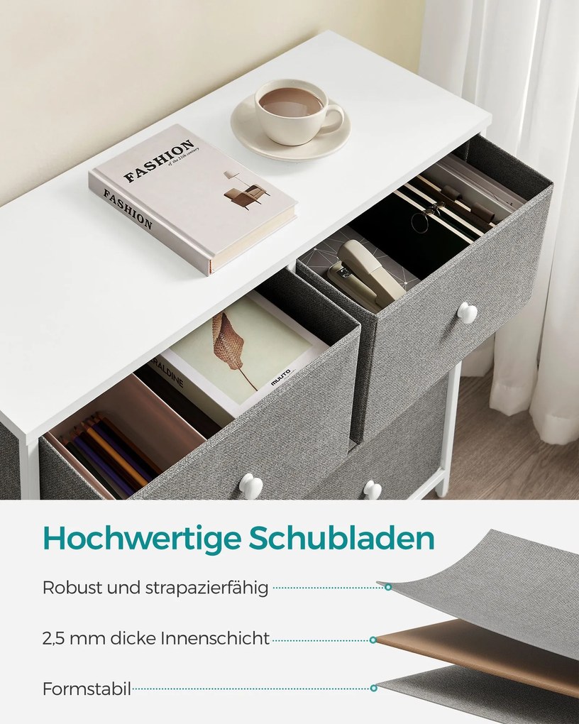 Komoda z szufladami HESTO 80x71 cm, biała/szara