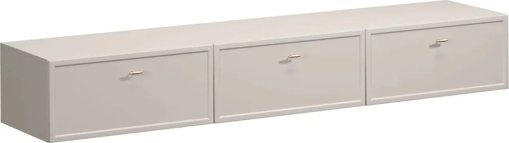Szafka RTV wisząca Lorini 200 cm z szufladami - kaszmir / złote uchwyty T-bar