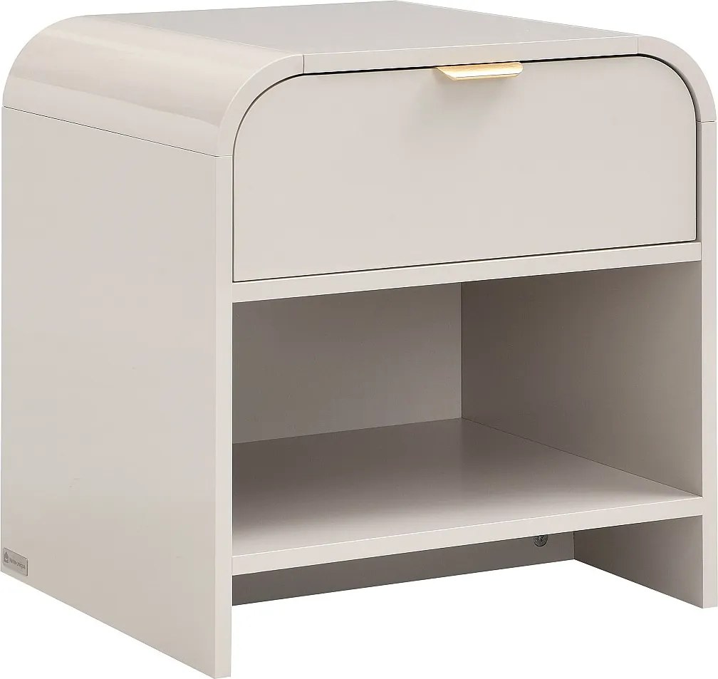 Szafka nocna z 1 szufladą i 1 wnęką - MDF - Beżowa i złota - ORALINO
