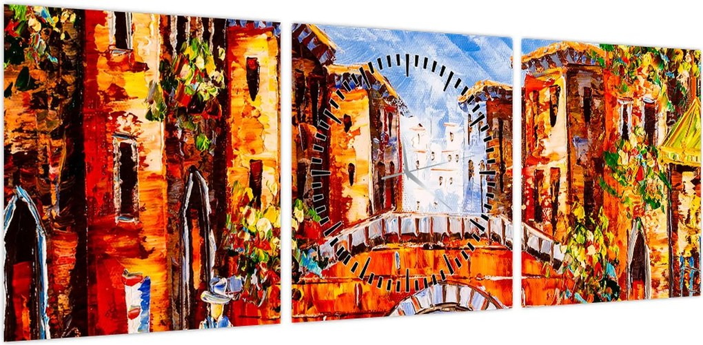 Obraz - Obraz olejny przedstawiający miasto III. (z zegarem) (90x30 cm)