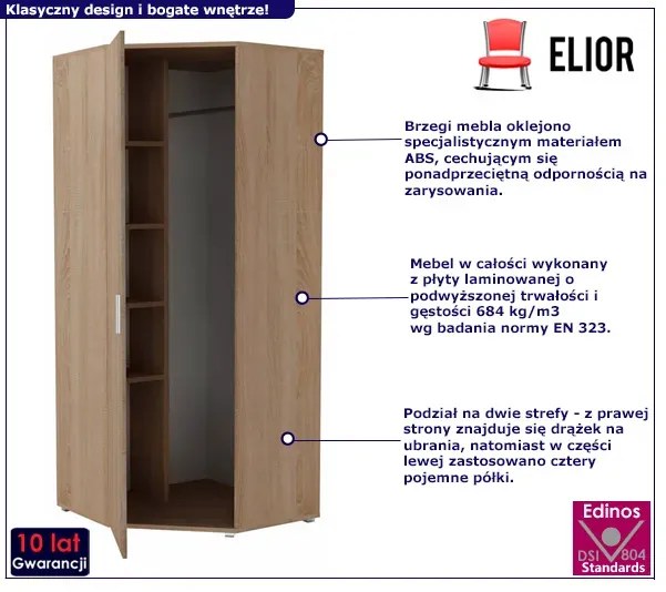 Skandynawska Garderoba Narożna Dąb Sonoma Ilda 2X