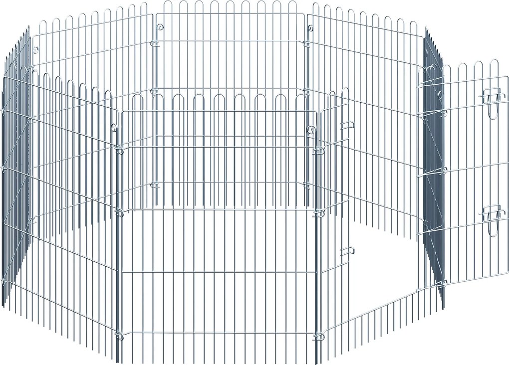 PawHut Kojec dla Zwierząt Metalowy Wybieg dla Szczeniąt 63x91 cm Srebrny | Aosom PL