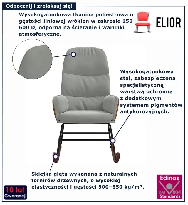 Jasnoszary bujany fotel do salonu E9-T50