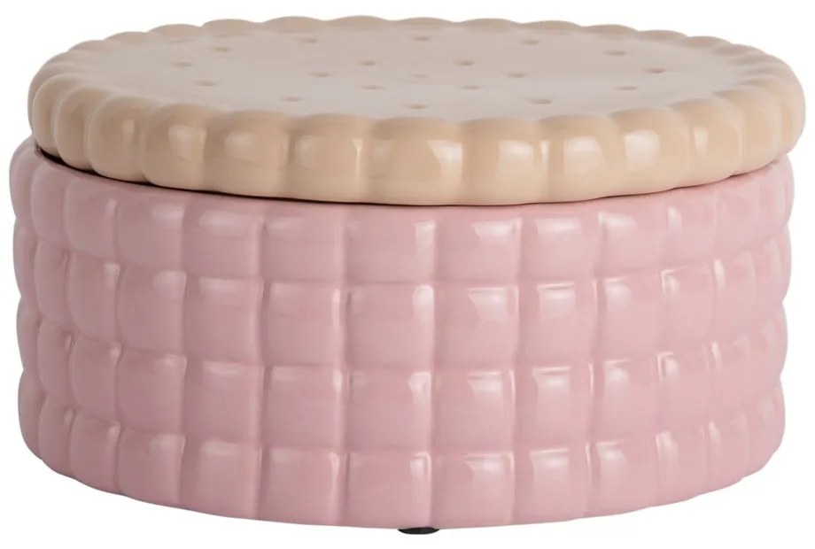 Jasnoróżowy ceramiczny pojemnik dekoracyjny ø 20x10 cm Biscuit Box – PT LIVING