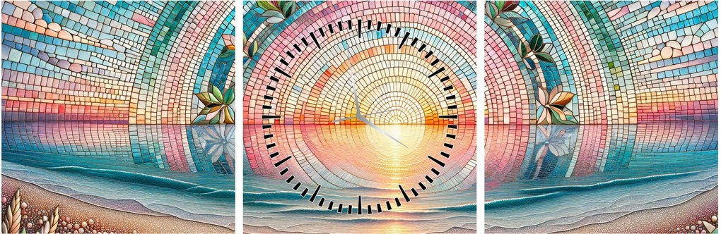 Obraz – Mozaika zachodzącego słońca (z zegarem) (90x30 cm)