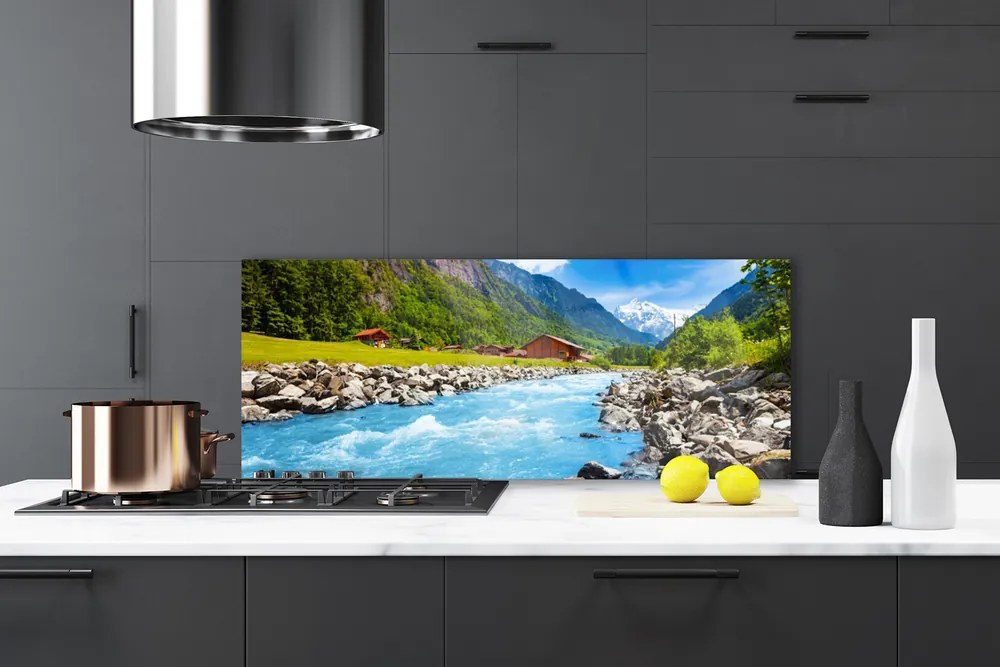 Panel Szklany Kręta Rzeka w Górskiej Dolinie