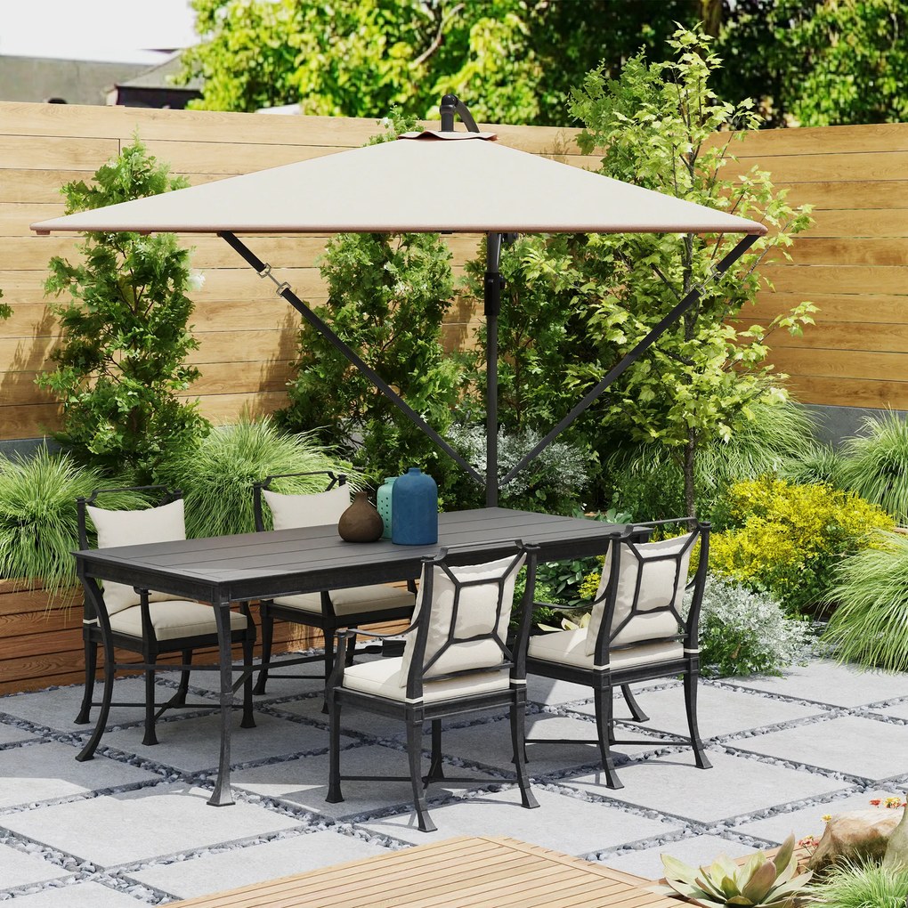 Outsunny Parasol ogrodowy Ø260 cm wodoodporny z ochroną UV 50 khaki do ogrodu i tarasu | Aosom PL