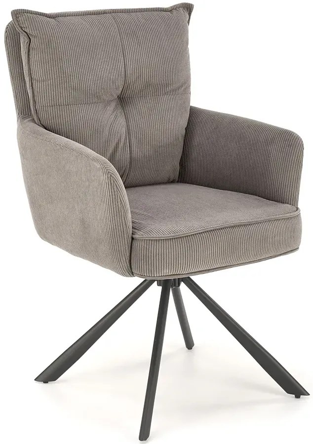 Popielaty fotel obrotowy tapicerowany A1-D70