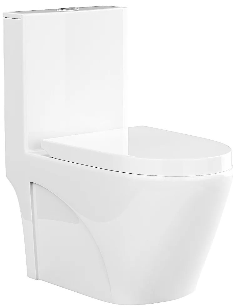 Miska WC stojąca z białej błyszczącej ceramiki - Odpływ poziomy - NAGILAM