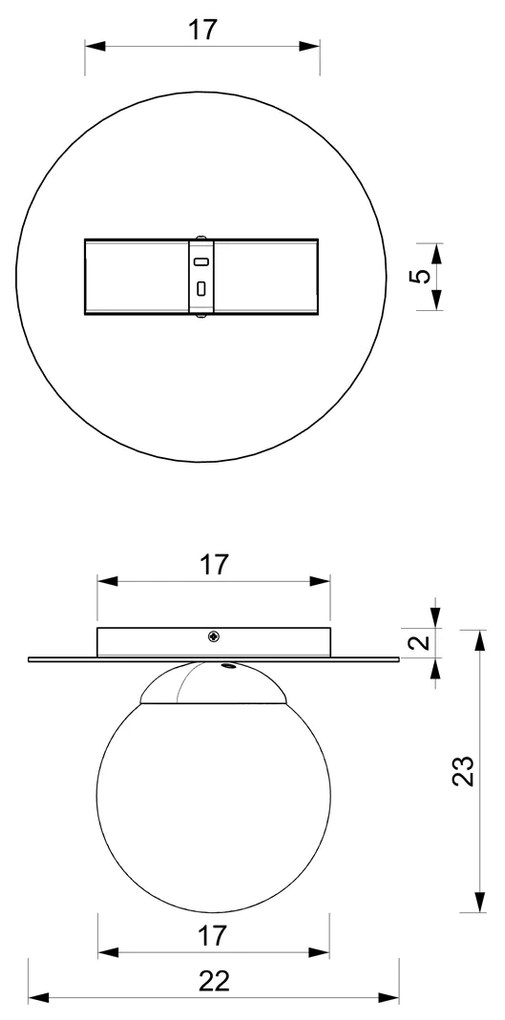 Lampa sufitowa PLATO 1xE14, pojedyncza, kula 17 cm, złota