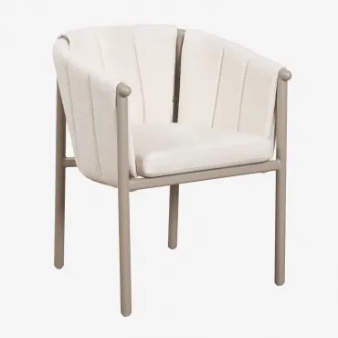 Krzesło Jadalniane Z Podłokietnikami Z Bouclé I Aluminium Boleni Bouclé Biały Gardenia - Sklum