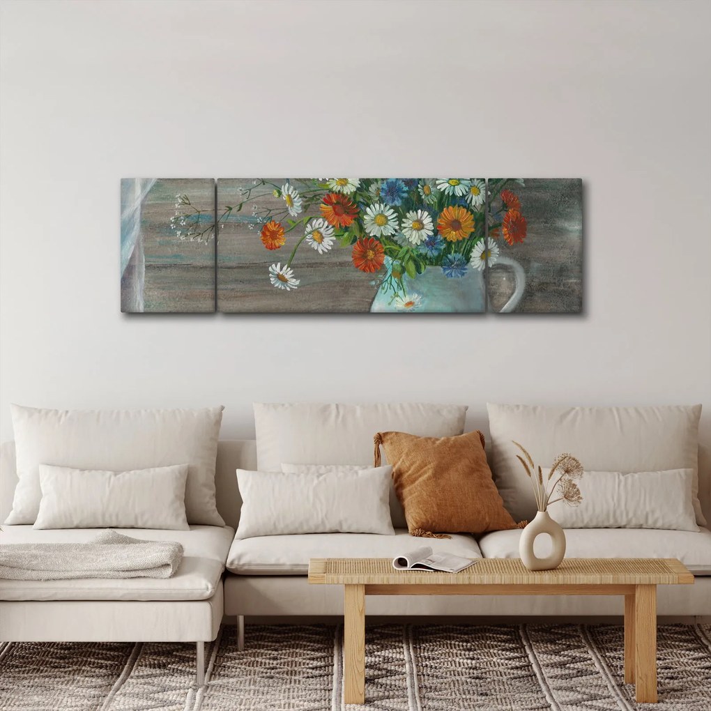Obraz - Kwiaty polne, obraz olejny (170x50 cm)