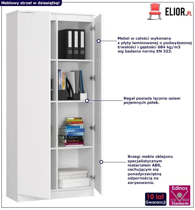 Biały regał do salonu lub biura D0-G57