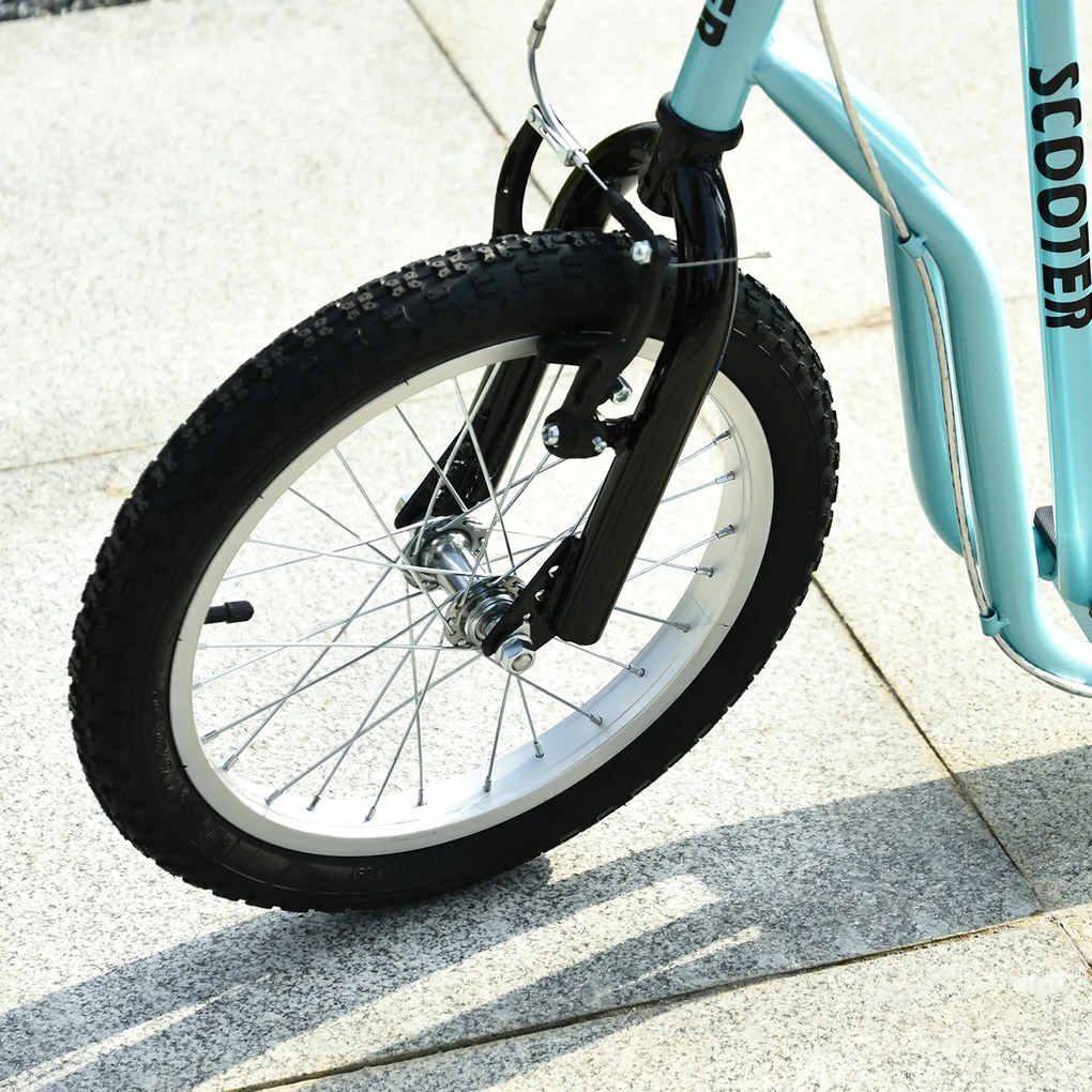 HOMCOM Hulajnoga dziecięca, miejska, 16/12 cali, niebieska, aluminiowa, 139x58x88-94cm | Aosom PL