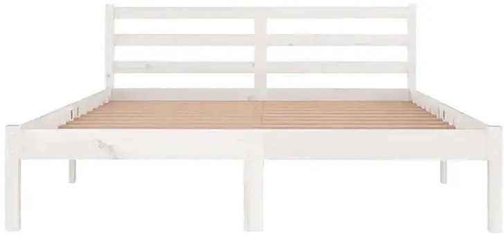 Białe dwuosobowe łóżko z drewna 140x200 cm E4-G03