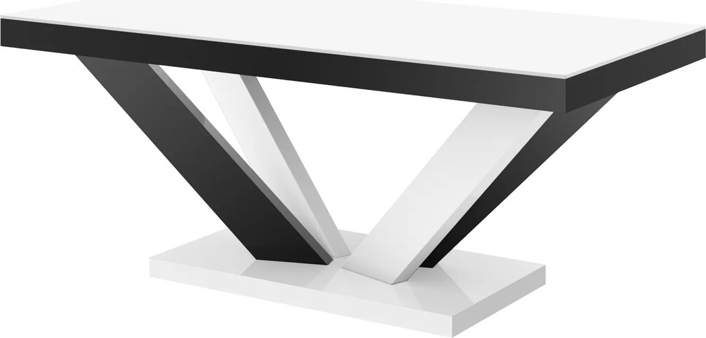 Nierozkładana ława na designerskiej podstawie Viva 2 Mini w wysokim połysku