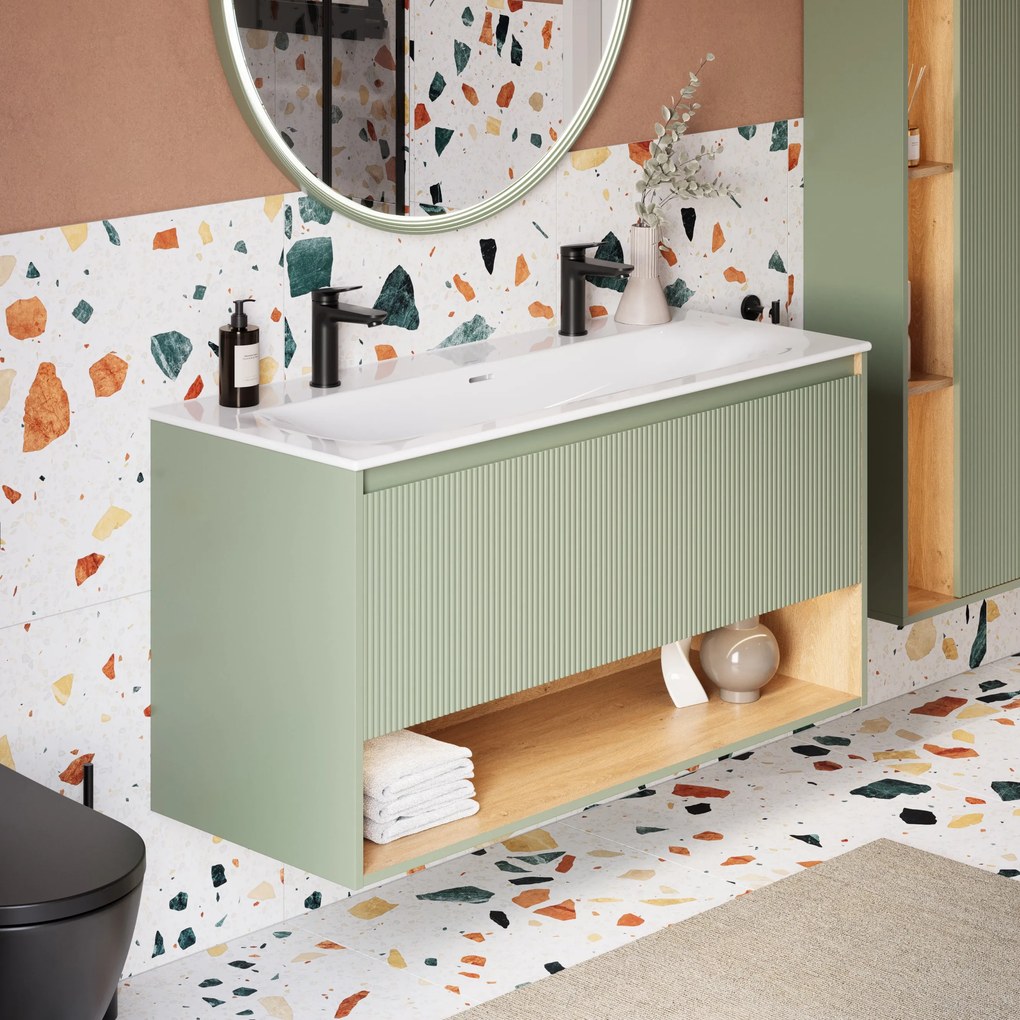 Szafka podumywalkowa BELDIVO 120 cm z umywalką ceramiczną