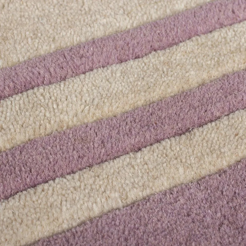 Fioletowo-naturalny wełniany dywan tkany ręcznie 120x170 cm Lois Scallop – Flair Rugs