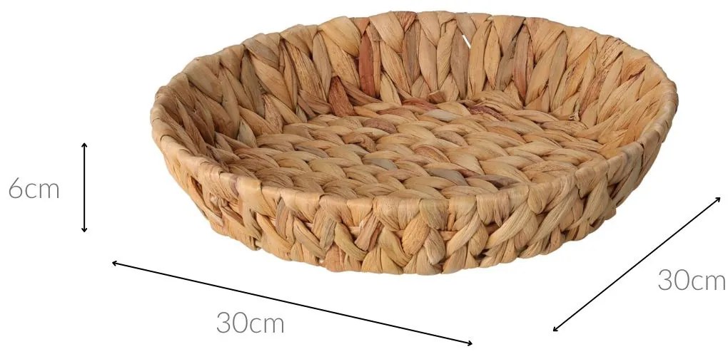 Kosz okrągły pleciony z hiacyntu wodnego BRAID, Ø 30 cm