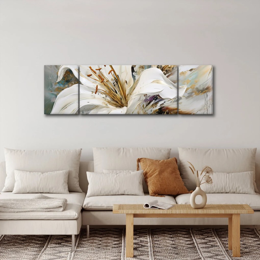 Obraz - Abstrakcja z lilią (170x50 cm)